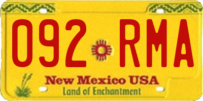 NM license plate 092RMA