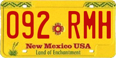 NM license plate 092RMH