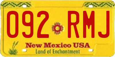NM license plate 092RMJ