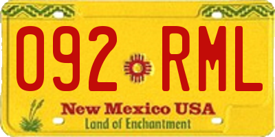 NM license plate 092RML
