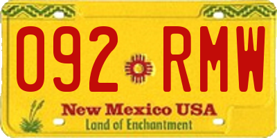 NM license plate 092RMW