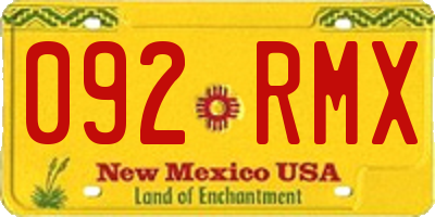 NM license plate 092RMX