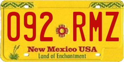 NM license plate 092RMZ