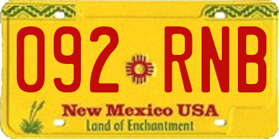 NM license plate 092RNB