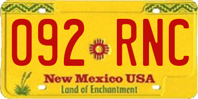 NM license plate 092RNC