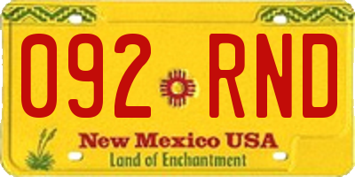 NM license plate 092RND