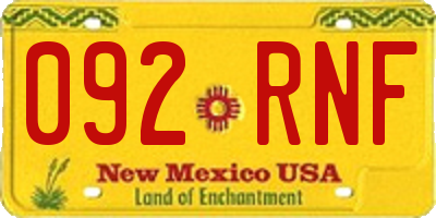 NM license plate 092RNF