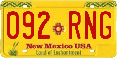 NM license plate 092RNG