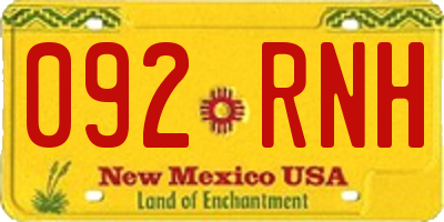 NM license plate 092RNH