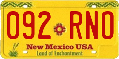 NM license plate 092RNO