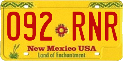NM license plate 092RNR