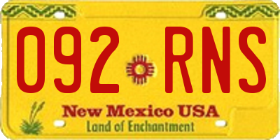 NM license plate 092RNS