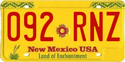NM license plate 092RNZ