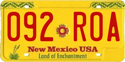 NM license plate 092ROA