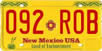 NM license plate 092ROB