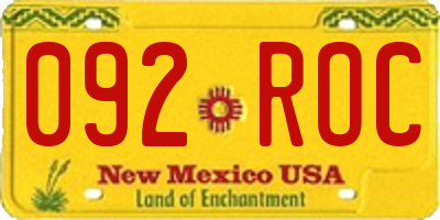NM license plate 092ROC