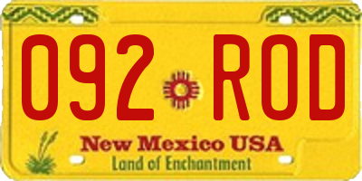 NM license plate 092ROD