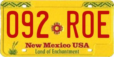 NM license plate 092ROE