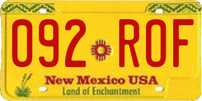 NM license plate 092ROF