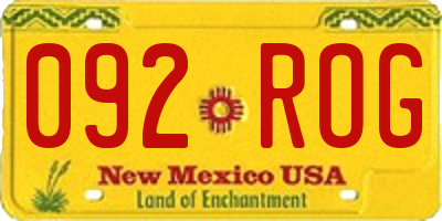 NM license plate 092ROG