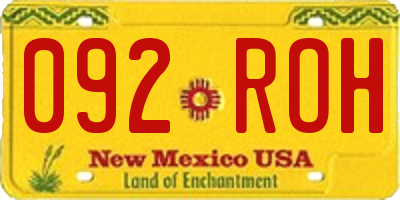 NM license plate 092ROH