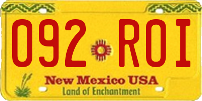 NM license plate 092ROI
