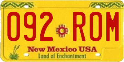 NM license plate 092ROM