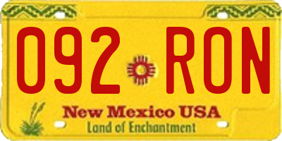 NM license plate 092RON