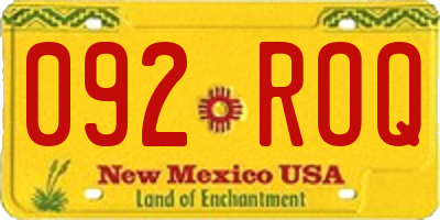 NM license plate 092ROQ