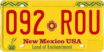 NM license plate 092ROU