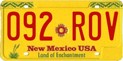 NM license plate 092ROV