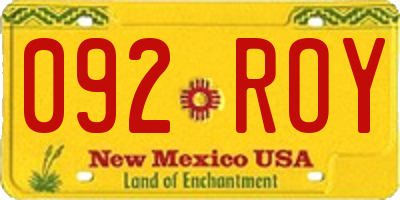 NM license plate 092ROY