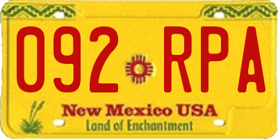 NM license plate 092RPA