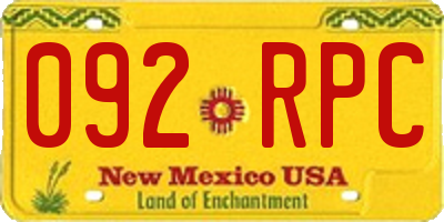 NM license plate 092RPC
