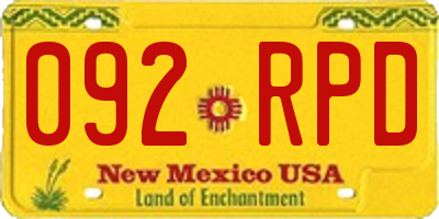NM license plate 092RPD