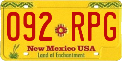 NM license plate 092RPG
