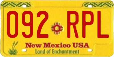 NM license plate 092RPL
