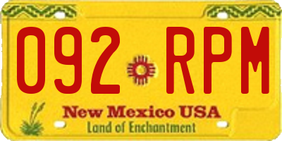 NM license plate 092RPM