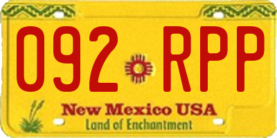NM license plate 092RPP
