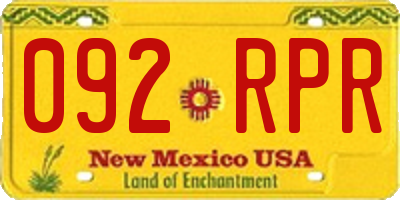 NM license plate 092RPR