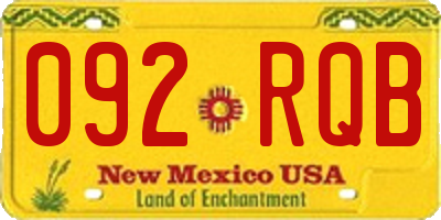 NM license plate 092RQB