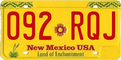 NM license plate 092RQJ