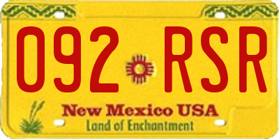 NM license plate 092RSR