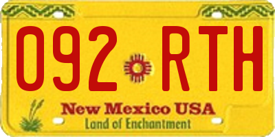 NM license plate 092RTH