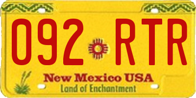 NM license plate 092RTR