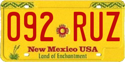 NM license plate 092RUZ