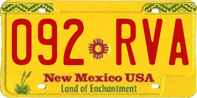 NM license plate 092RVA