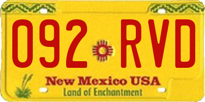 NM license plate 092RVD