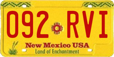 NM license plate 092RVI