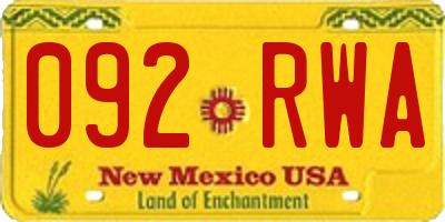 NM license plate 092RWA